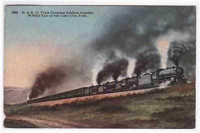 D&RG Railroad Train Soldiers Summit Utah 1910c postcard