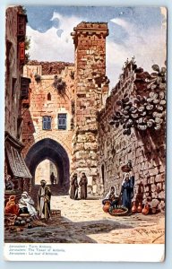 JERUSALEM Tower of Antonia ISRAEL signed F. Perlbero Postcard