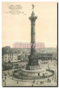 Old Postcard Paris Bastille Square July Column