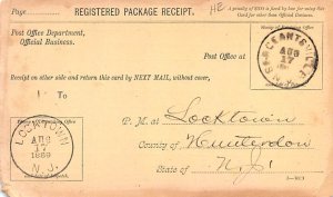 Registered Package Receipt Mail Related 1889 PU missing stamp 