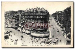 Old Postcard Marseille Quai du Port and Rue de la Republique