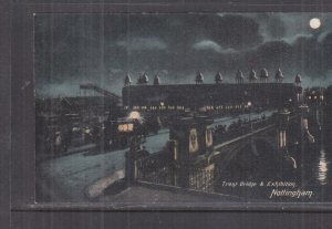 NOTTINGHAM, TRENT BRIDGE & EXHIBITION, Night Scene, c1908 ppc., unused.