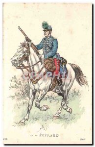 Militaria - Soldier - Illustration - Hussar - horse - horse - Old Postcard (m...