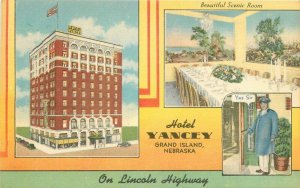 Grand Island Nebraska 1948 Hotel Yancey roadside roadside postcard 9542