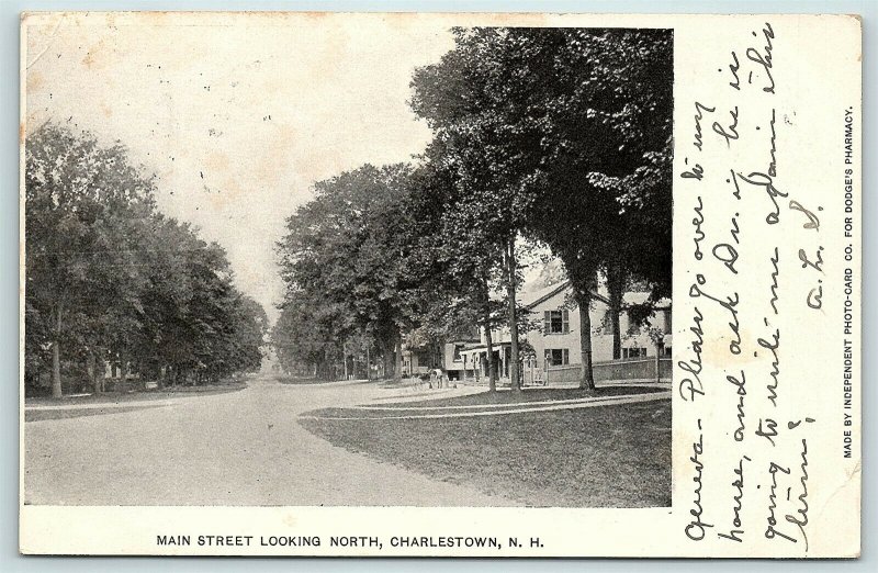 Postcard NH Charlestown 1905 View of Main Street Looking North R31