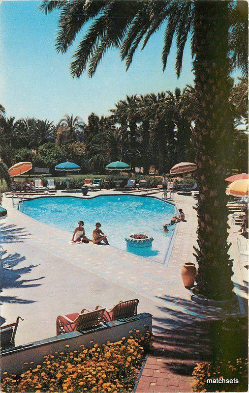 1950s Phoenix Arizona Royal Palms Inn Pool Color Round Up Dexter postcard 9840