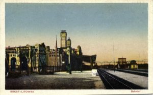 belarus russia, BREST BREST-LITOVSK, Railway Station (1910s) Postcard