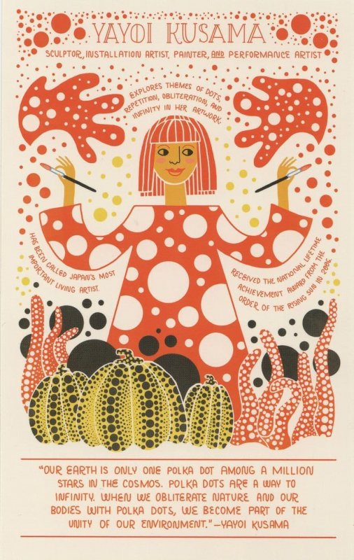 Yayoi Kusama Japanese Sculptor Poetry Artist Printer Postcard