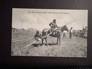 Mint Postcard Old Time Piegan Squaw with Travois and Papoose RPPC Native America