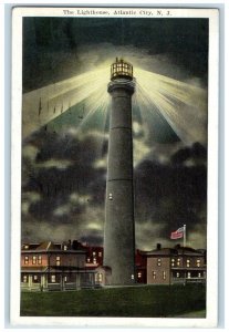 1926 The Lighthouse Night View Atlantic City New Jersey NJ Vintage Postcard