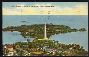 Ohio PUT-IN-BAY Bird's-Eye View Looking East - pm1952 - LINEN