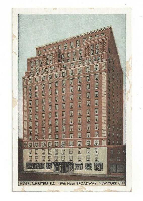 Postcard New York NY Hotel Chesterfield New York City Standard View Card 