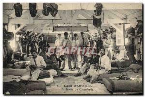 Old Postcard Army Camp & # 39Auvours Interieur d & # 39A room