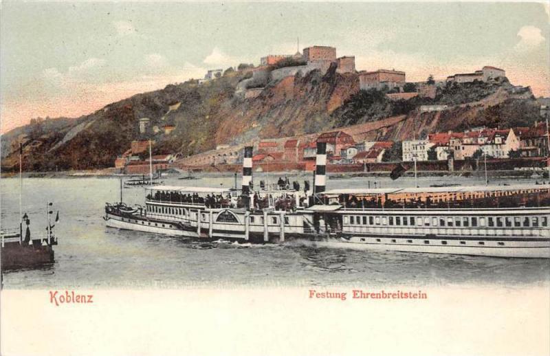 Germany  Koblenz,  Ferry on Rhine  Festung Ehrenbreitsein