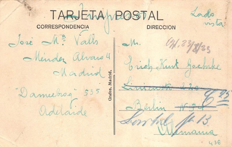 L142 Spain 1923 Madrid Salon del Prado Palace vintage postcard