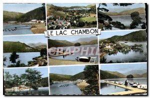 Old Postcard Le Chambon Lake from left to right The Beach and the Manege Naut...