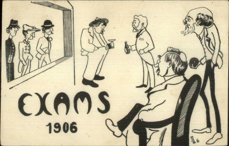 Exams 1906 Caricatures Famous Men? French Satire? Propaganda? Postcard