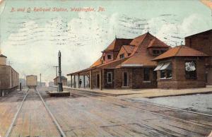 Washington Pennsylvania Railroad Station Antique Postcard J80318