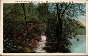 Vtg Rochester NY Maplewood Park Indian Trail alomg Genesee River Postcard