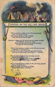 c.'08, Civil War, Music Lyrics, Tenting on the Old Camp Ground, Old Postcard