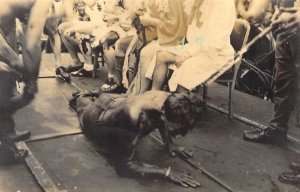 Real Photo, U.S. Navy Shellback/Equator Ceremony, Crawling(#2) Old Postcard