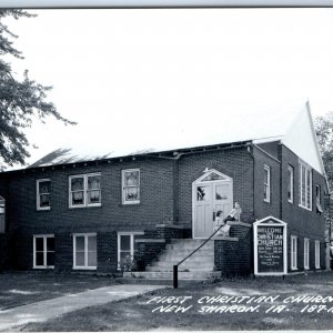 c1950s New Sharon, IA RPPC First Christian Church Mahaska County Real Photo A108