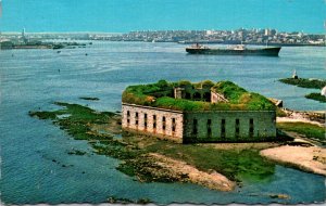 Maine Portland Harbor Showing Fort Gorges In Foreground 1981