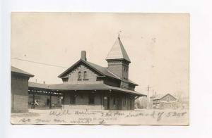 Brandon VT Railroad Station Train Depot 1907 RPPC Real Photo Postcard