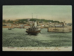 Channel Isles GUERNSEY Harbour & Steam Boat c1906 Postcard by J. Welch & Sons