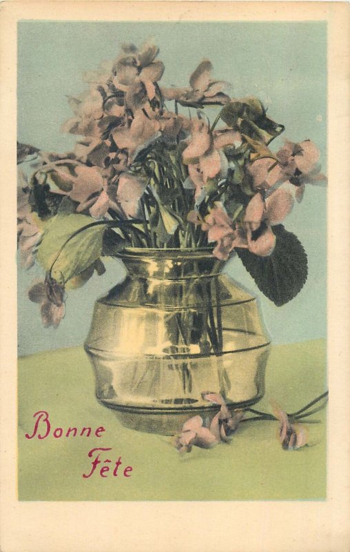 Postcard Greetings flowers bonne fete