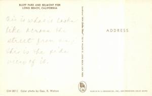 LONG BEACH, CA California  BLUFF PARK Beach~Pier~Path~Bicycles  Chrome Postcard