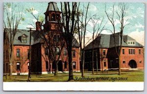 St Johnsbury Vermont~High School Bldg Exterior View~Leighton Vintage Postcard