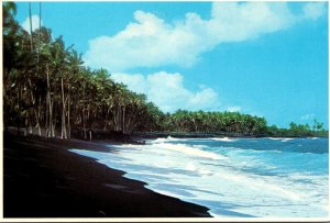 Hawaii Big Island Black Sands Of Kalapana Beach Scene