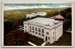 State College PA Auditorium Carnegie Library and Arts Pennsylvania Postcard K41