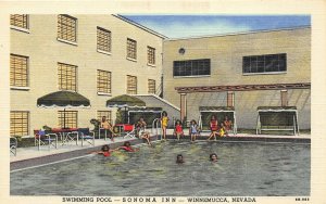 Winnemucca Nevada 1940s Postcard Sonoma Inn Motel Swimming Pool