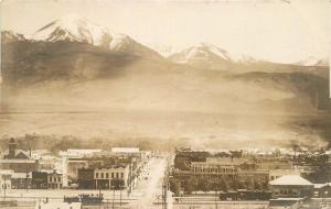 1909 Livingston Montana Birdseye View Railroad Depot Trains Hotel RPPC Photo