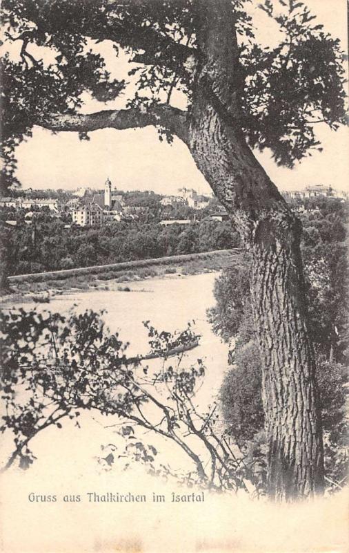 Isartal Germany Thalkirchen Scenic River View Antique Postcard K18891