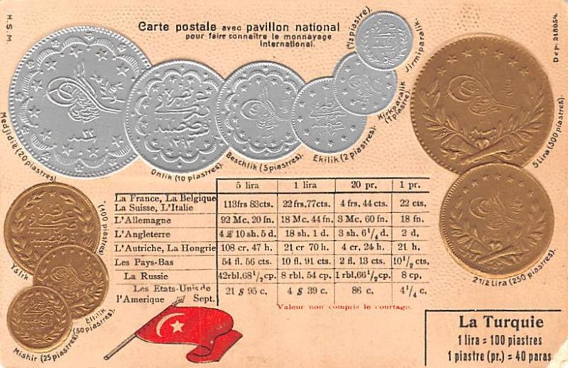 La Turquie Coin  wear right bottom corner, paper glued on back side