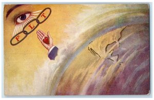 c1910's FLT Mason Chain Link Secret Message Masonic Heart Eyes Antique Postcard