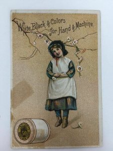 c. 1890s J&P Coats Thread Trade Card Victorian Girl Spool1