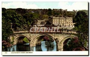 Old Postcard Chatsworth House and Bridge