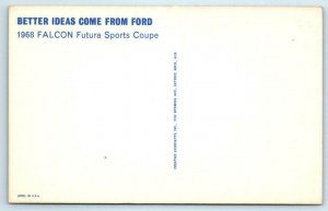 Car Advertising 1968 FORD FALCON Futura Sports Coupe Red - Automobile Postcard