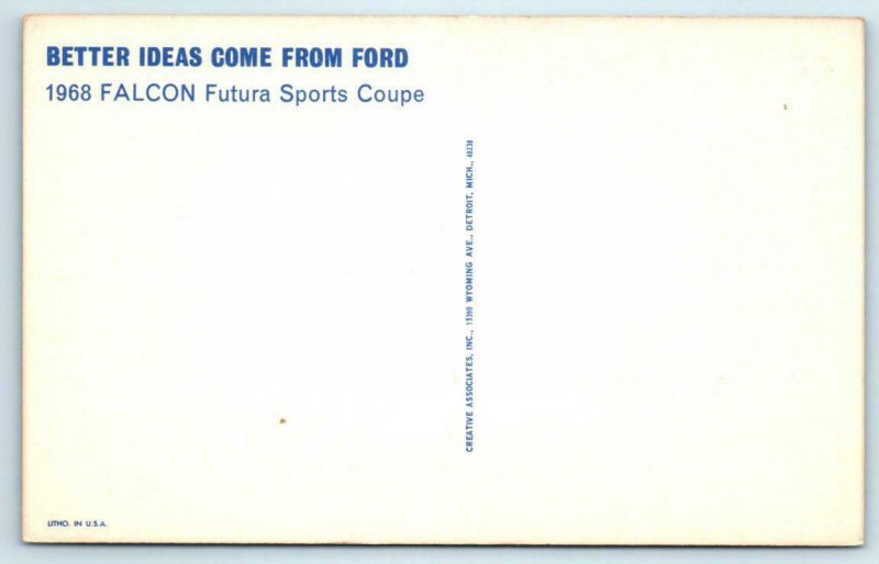 Car Advertising 1968 FORD FALCON Futura Sports Coupe Red - Automobile Postcard