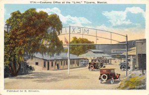 Customs House International Border Line Tijuana Mexico 1930s postcard