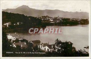 Modern Postcard Hendaye City View and the peak of Three Crowns