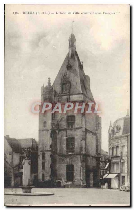 Old Postcard Dreux L & # 39Hotel Town Built Under Francois 1er
