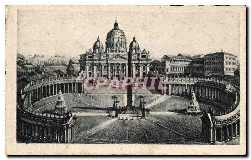 Old Postcard Roma Piazza Pietro Basilica