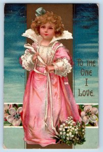 St. Louis Missouri MO Postcard Valentine Pretty Girl Curly Hair Flowers 1908