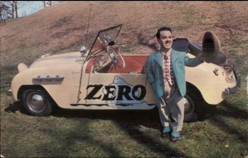 Little People Dwarf ZERO Hollywood Candyman & His Car Old Card/Postcard