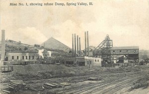 1911 Spring Valley Illinois Mine #1 Refuse Dump Mining Postcard 25-12061